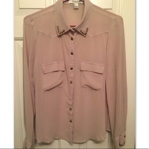 F21 | Chiffon Blouse with Gold Studs